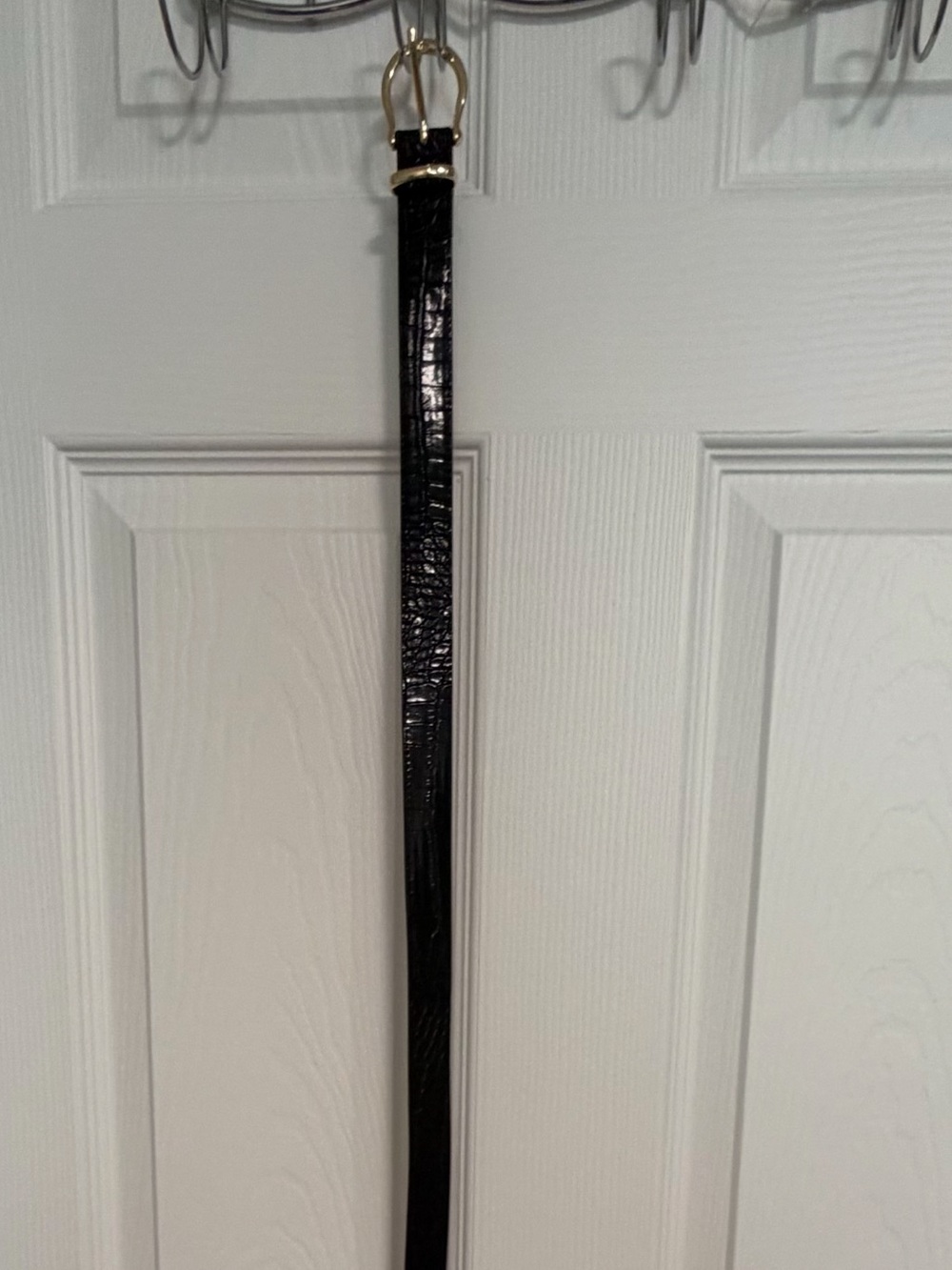 LC Lauren Conrad Black Croc-Embossed Slim Women’s Belt